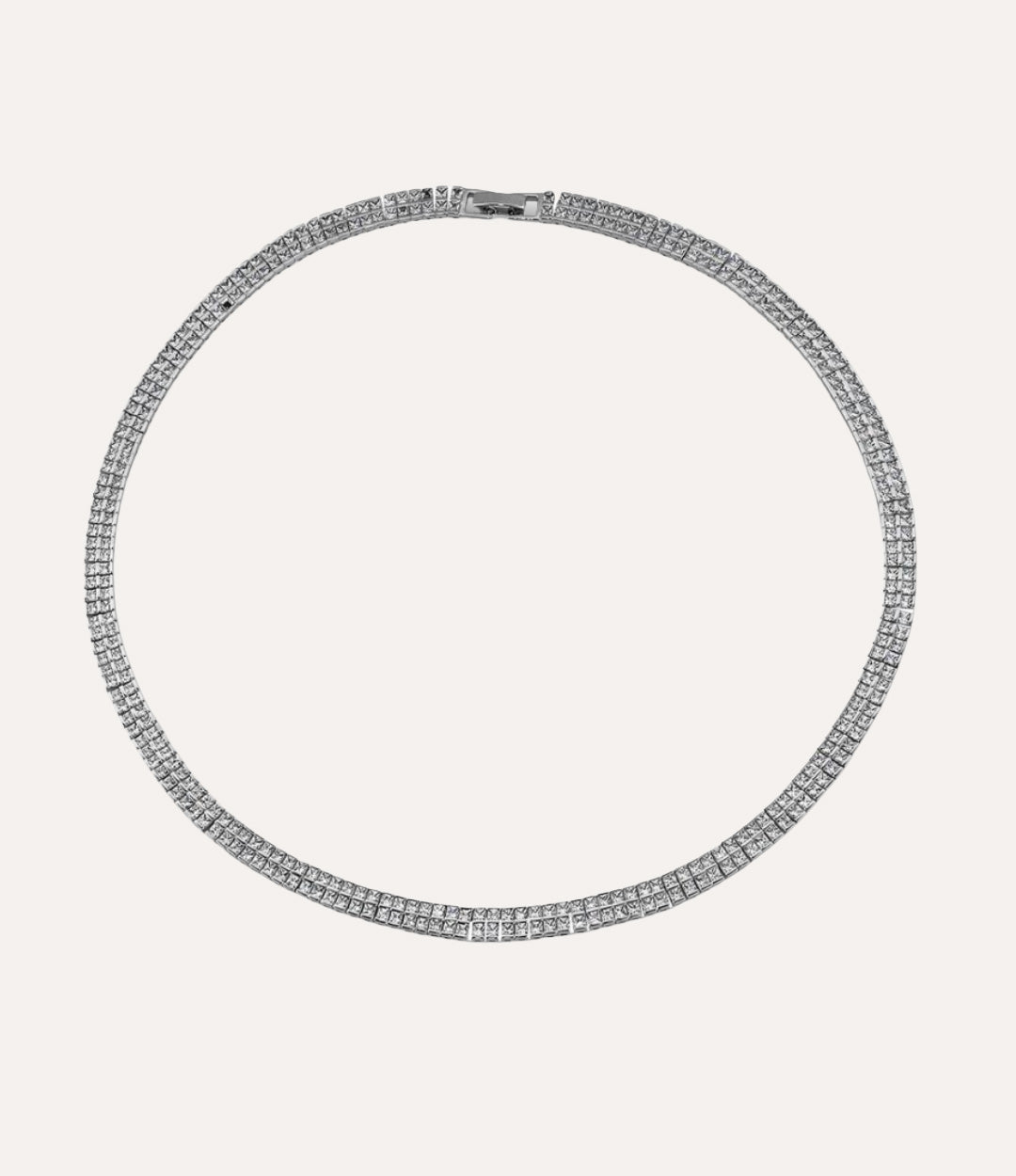 Double Tennis Necklace Silver