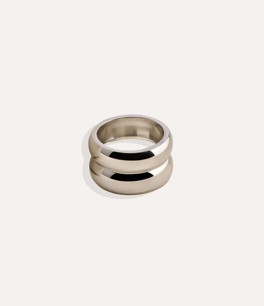 Sterling Silver Double Trouble Ring, highlighting the cool polished finish, chunky profile, and waterproof construction.