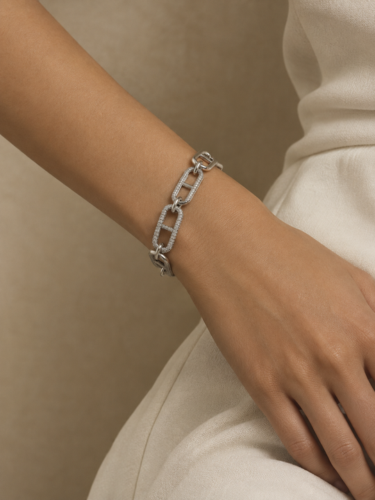 Silver Pavé Link Bracelet - Skye Flowers Design