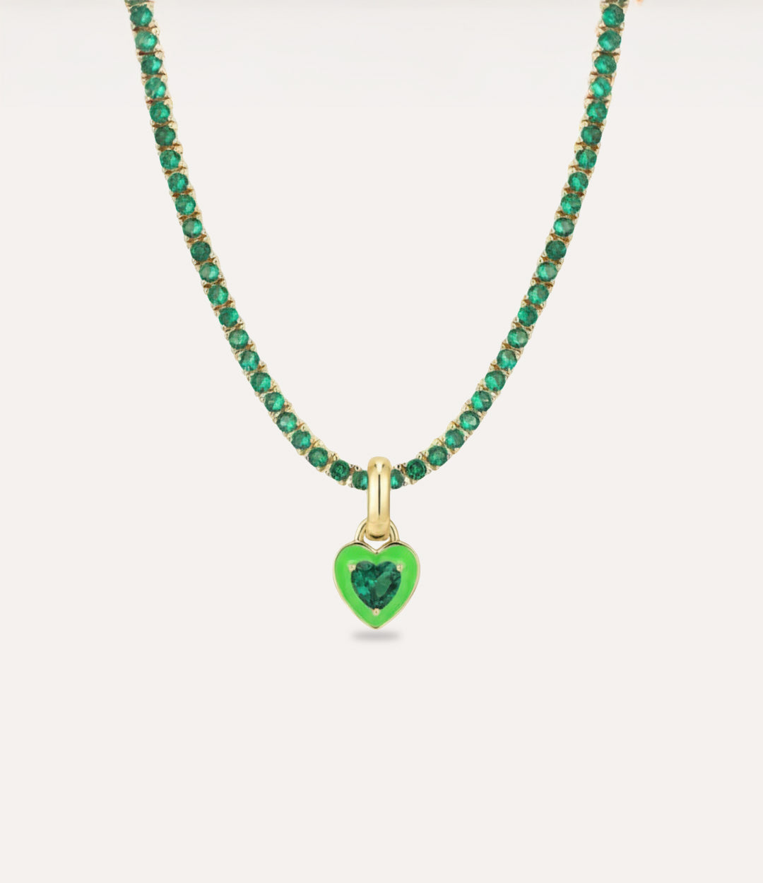 Gift-ready green Enamel Heart Necklace, the perfect gift for women and teens.