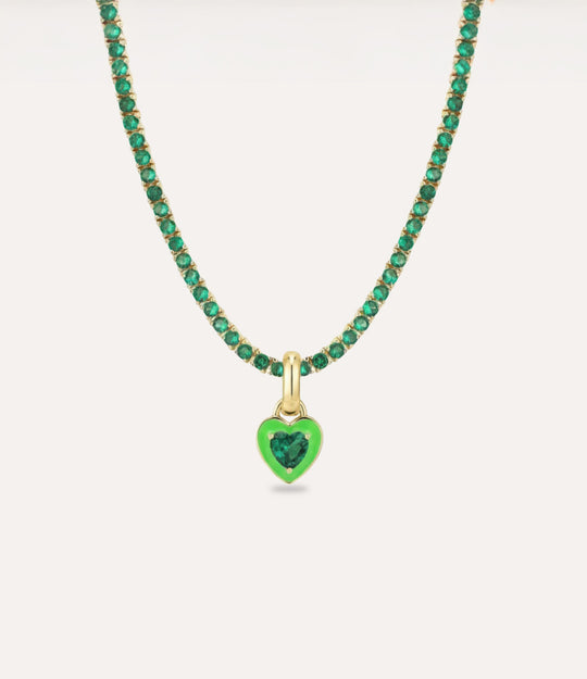 Gift-ready green Enamel Heart Necklace, the perfect gift for women and teens.