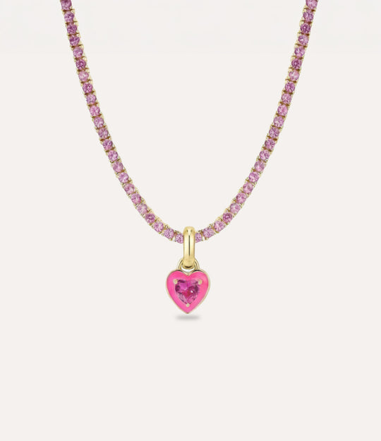 Gift-ready pink Enamel Heart Necklace, the perfect gift for women and teens.