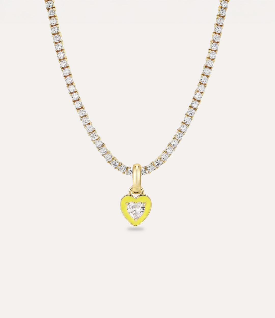 Gift-ready yellow gold Enamel Heart Necklace, the perfect gift for women and teens.