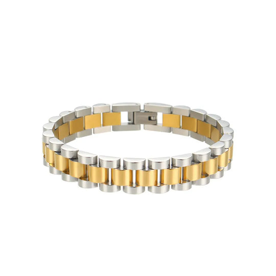two tone gold and silver chain link bracelet