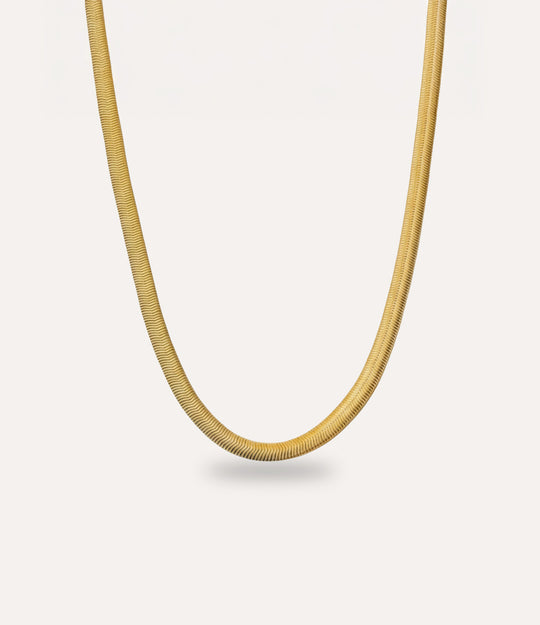 Flat Snake Chain Necklace Gold