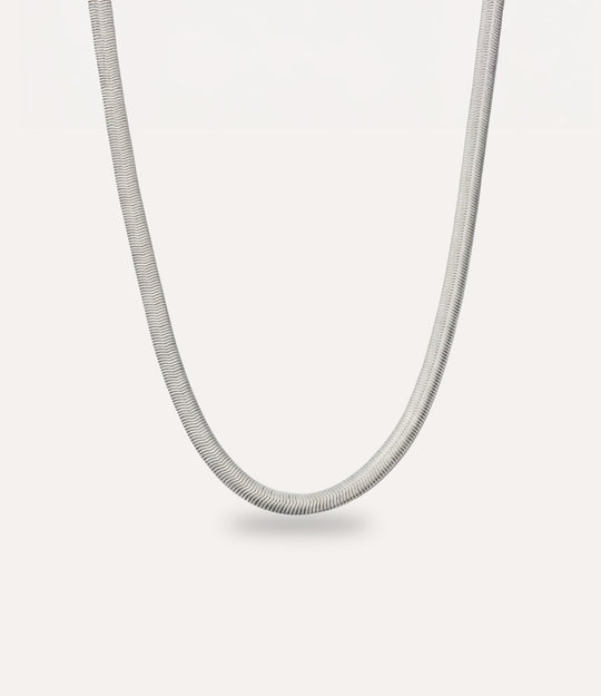 Flat Snake Chain Necklace Silver