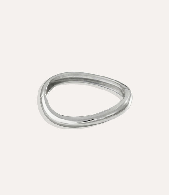 Silver Fluid Bangles with modern free-form design displayed on a clean background