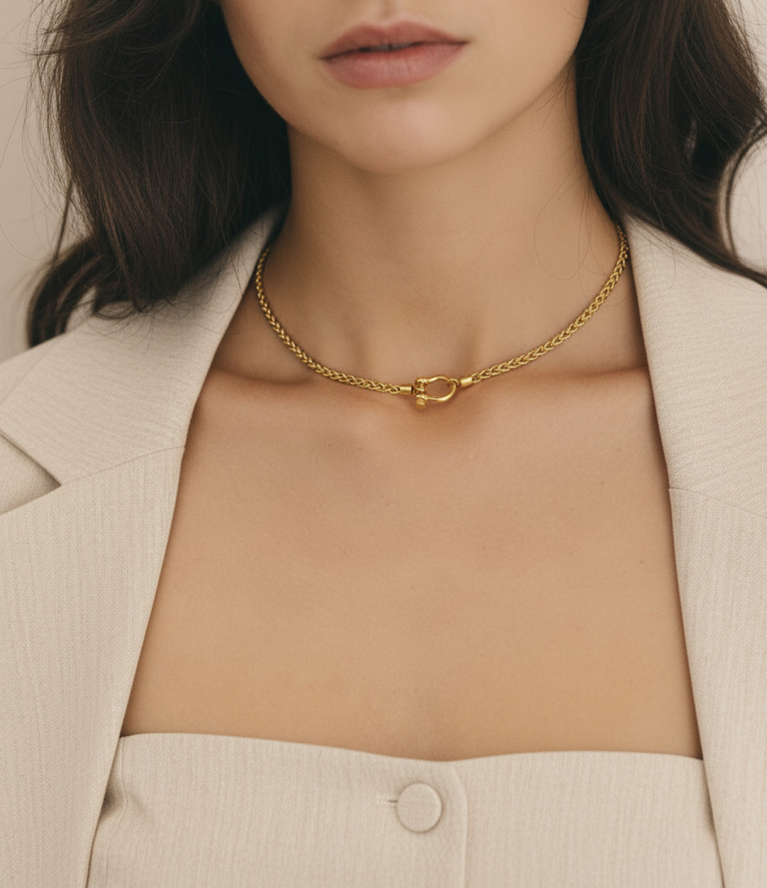 Horse Bit Chain Necklace Gold. Design made from waterproof stainless steel