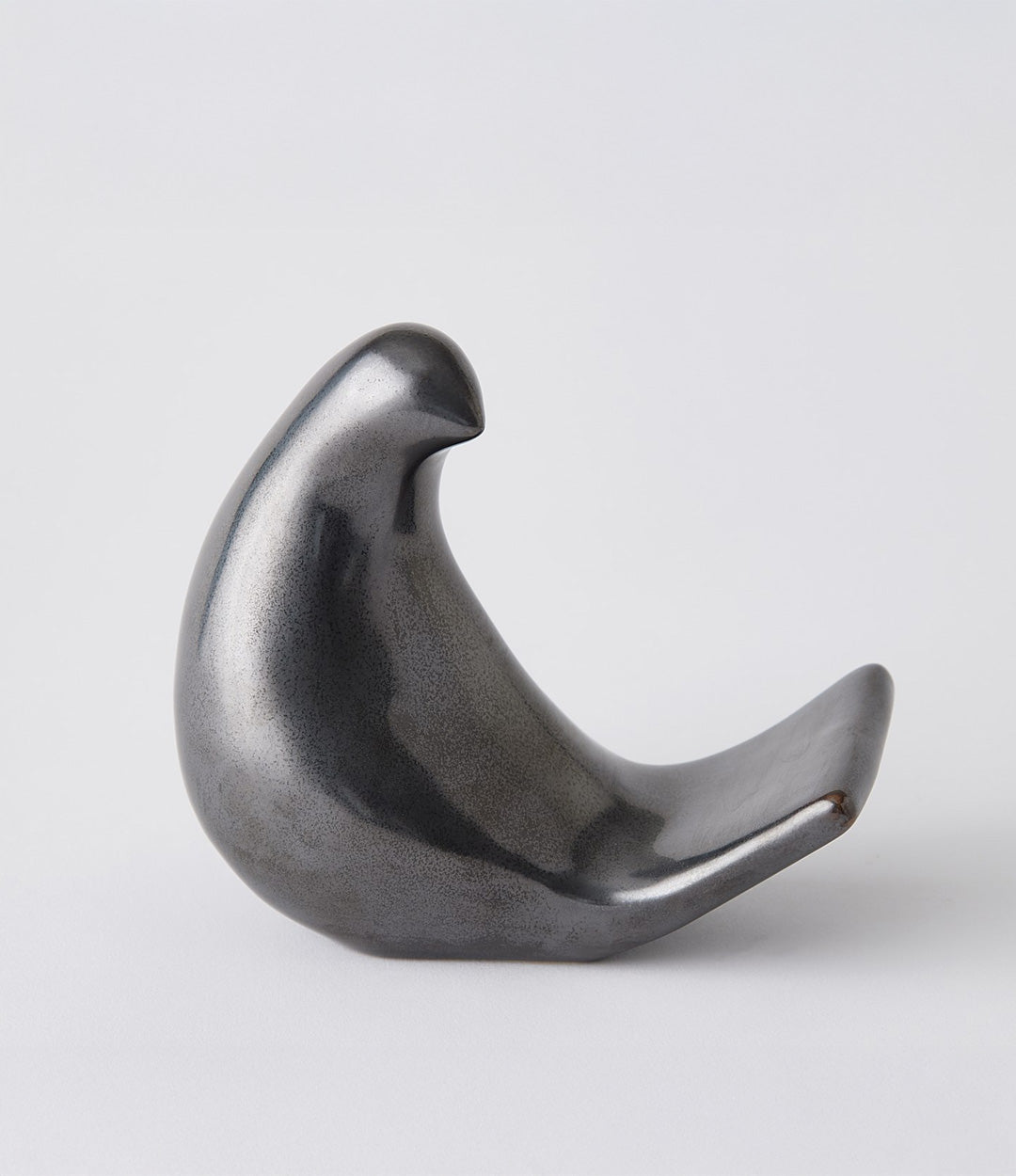 Black ceramic timeless bird sculpture. Les Animaux–Moineau sculpture by Lemieux Et Cie