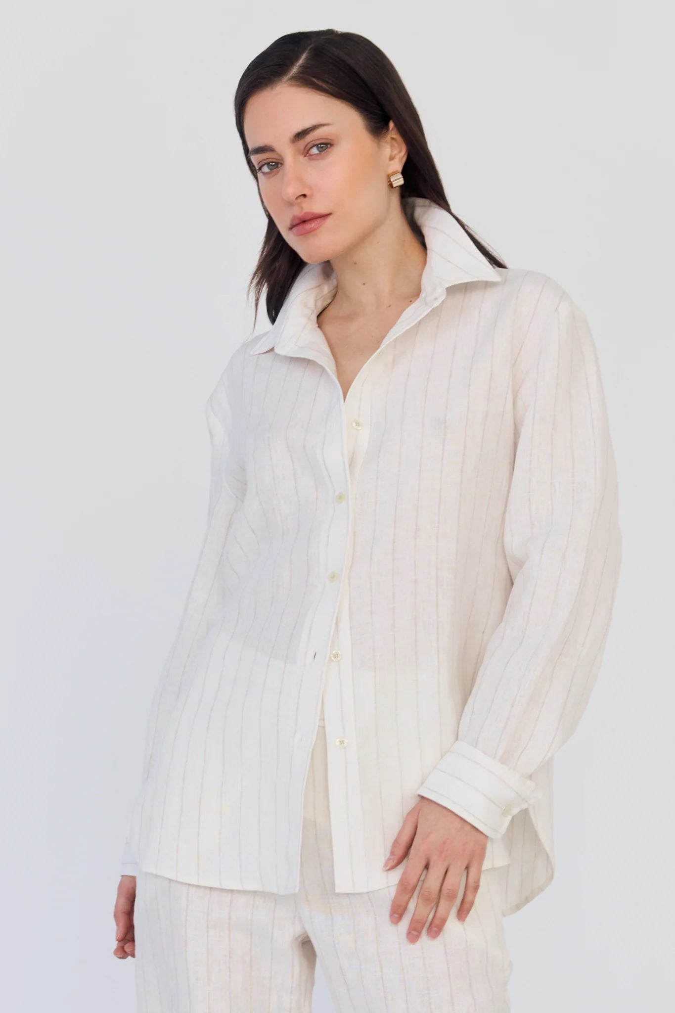 Linen Boyfriend Shirt - Skye Flowers Design