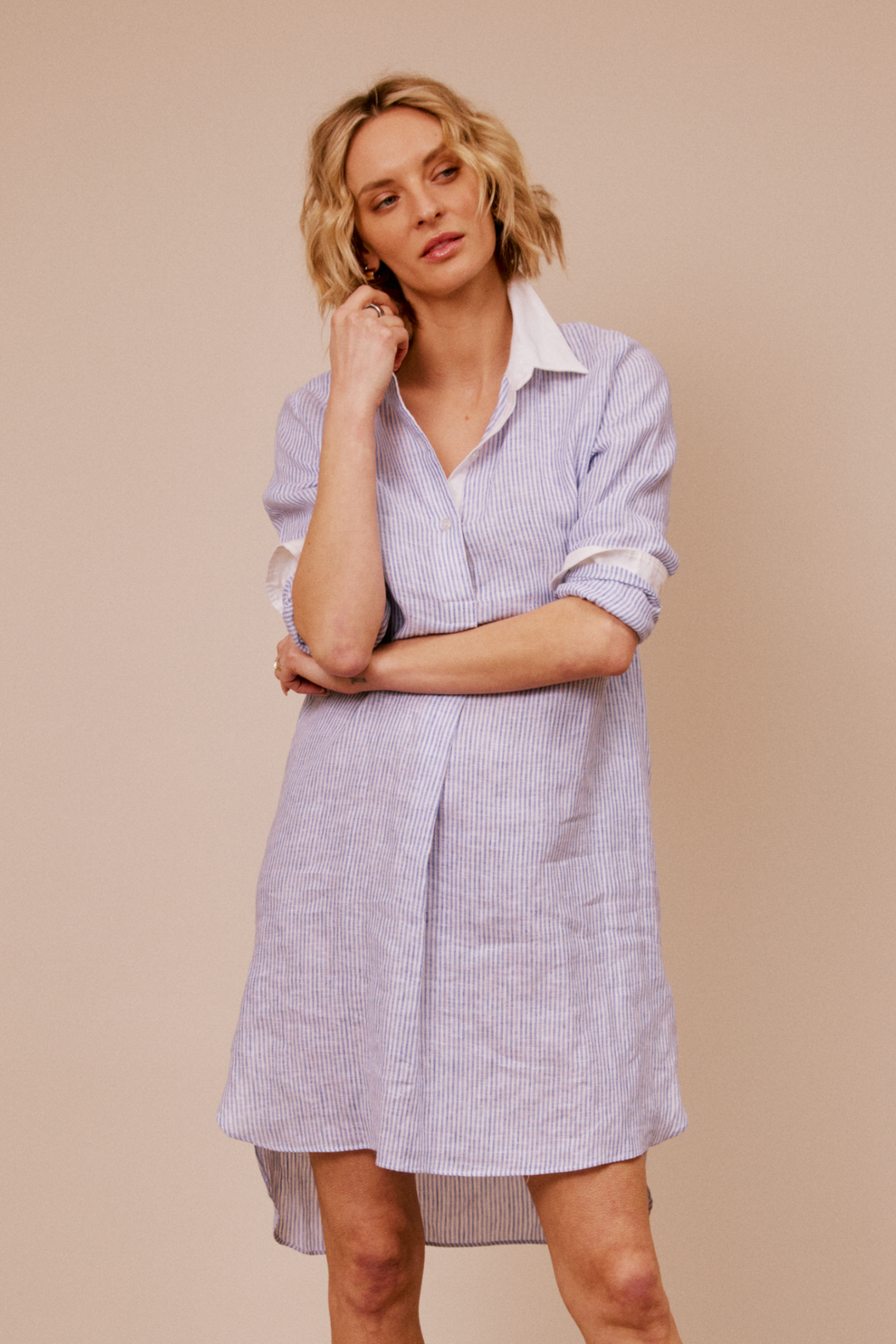 Stripe Popover Shirt Dress