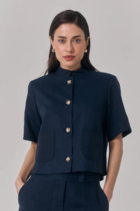 Short Sleeve Linen Jacket