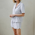 Stretch Cotton Short Pajama Set in Floral Gingham