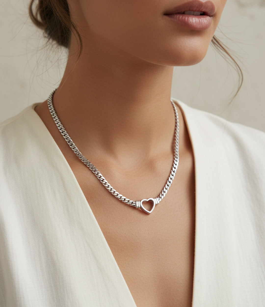 Waterproof, tarnish-free, Open Heart Necklace