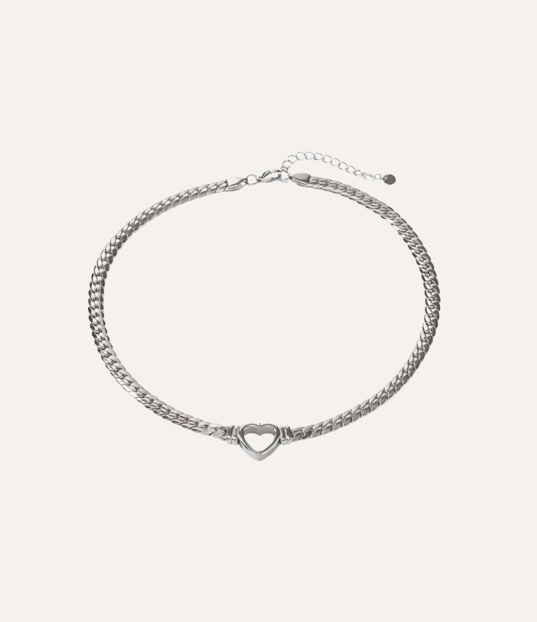 Open Heart Necklace Silver