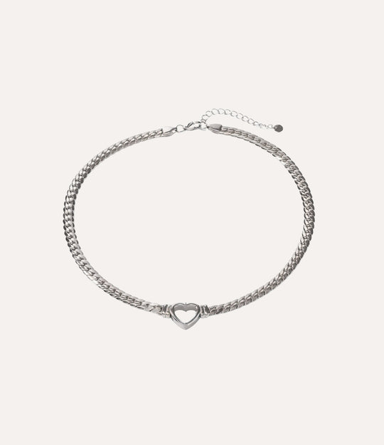 Open Heart Necklace Silver