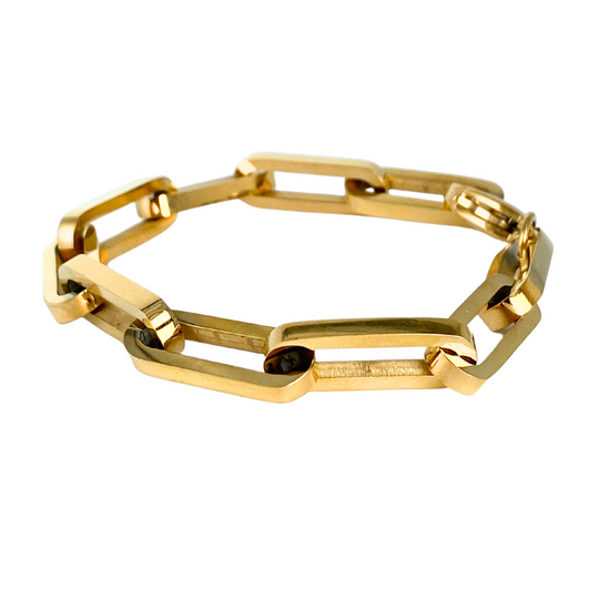 Oversized gold Paperclip Bracelet