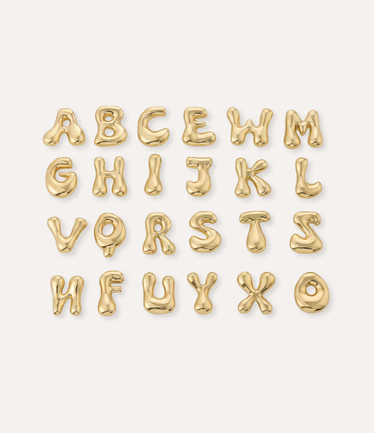 Puffy Letter Necklace Gold Charms