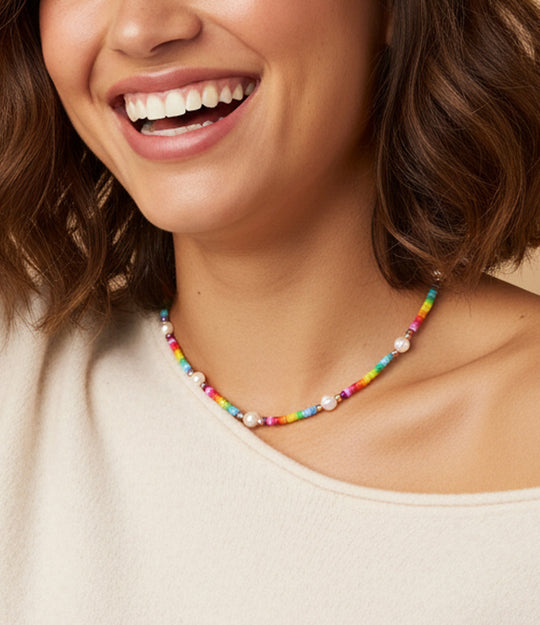 Rainbow Pearl Necklace