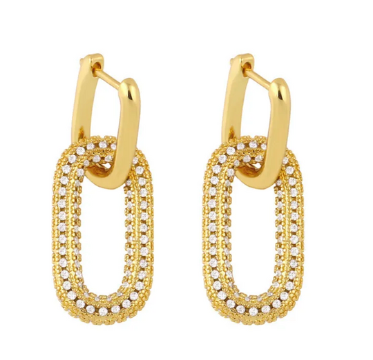 gold Diamond Carabiner Earrings