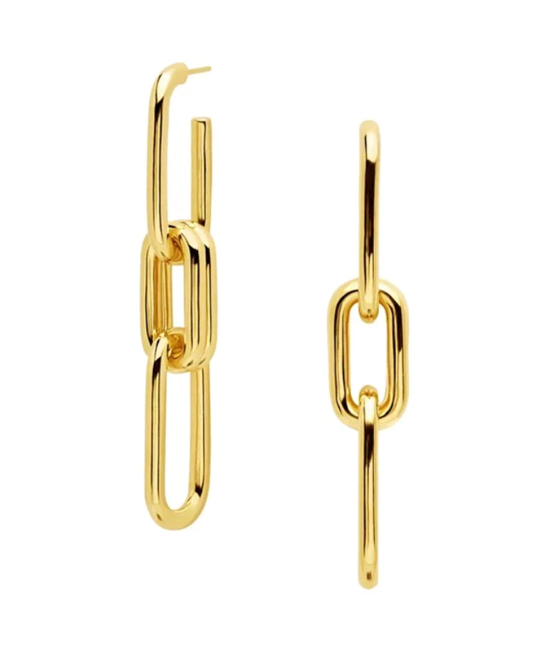 gold chain link drop earrings