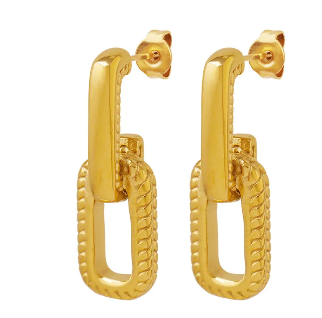 gold Mini Link Earrings 
