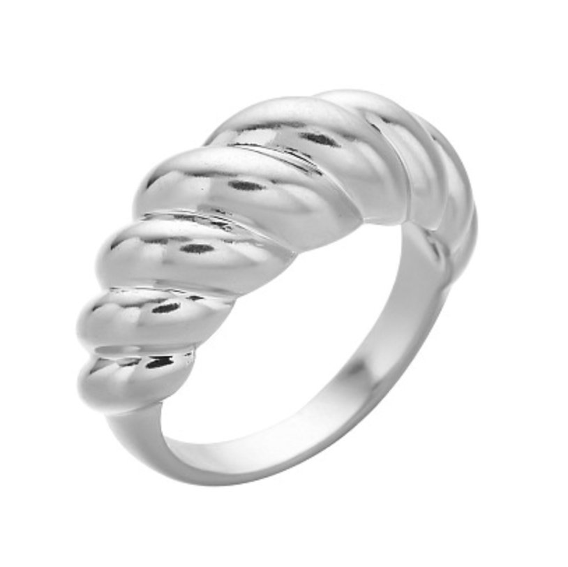 croissant shaped silver ring
