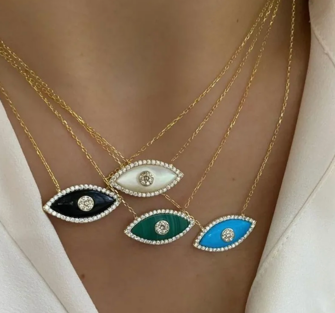 multiple Enamel Evil Eye Necklaces