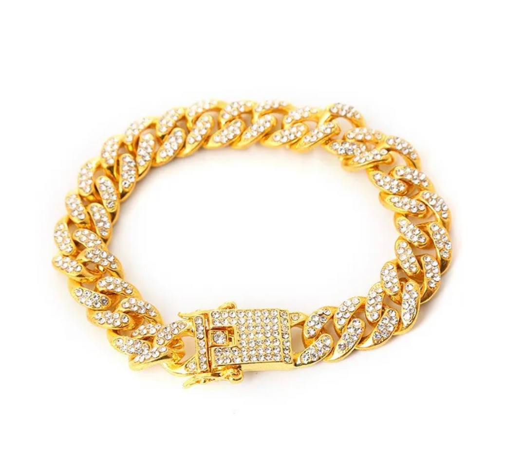 gold plated Link Bracelet with crystal detailing 