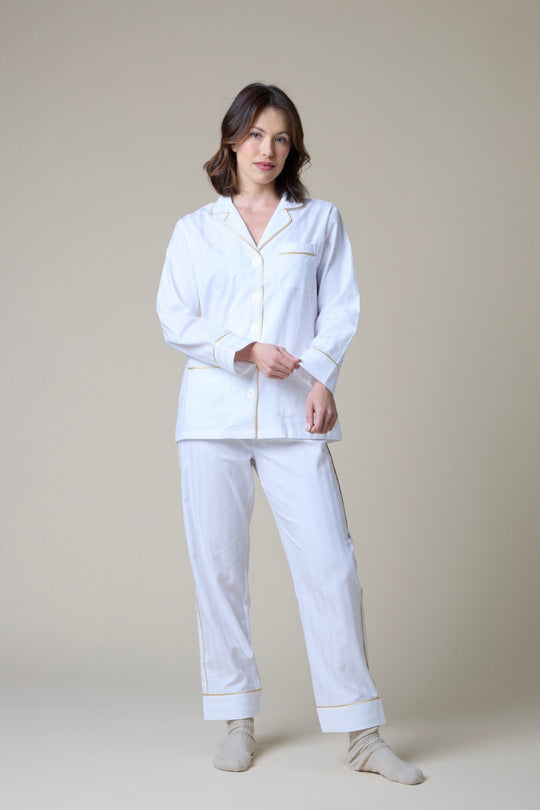 Premium Cotton Pajama Set in Lily White