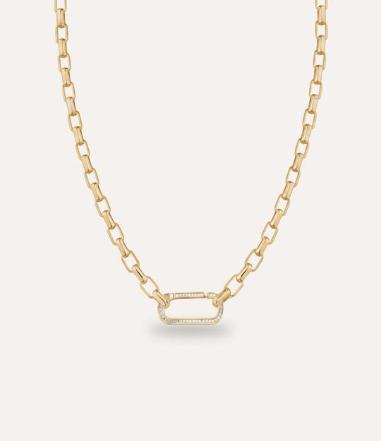 Unisex Square Link Chain Necklace Gold
