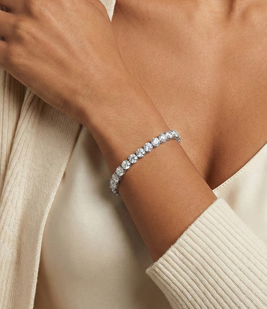 Model wearing tennis bracelet from the Tennis Bracelet Collection showcasing its sparkle and versatility