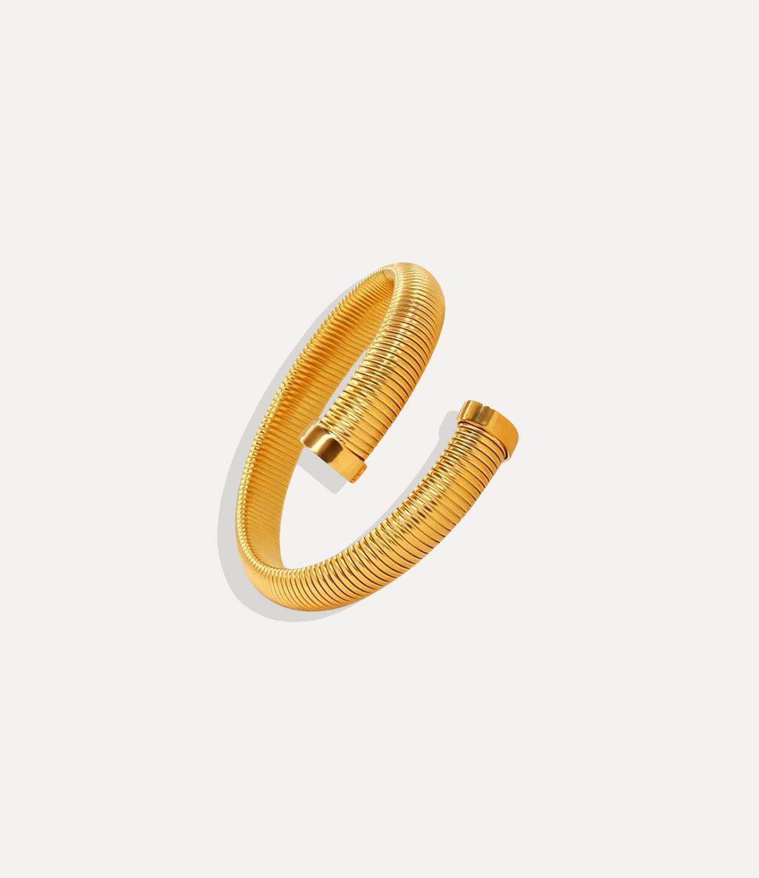 18k gold-plated 12mm Twisted Snake Bangle displayed on a neutral background, showing its twisted textured design