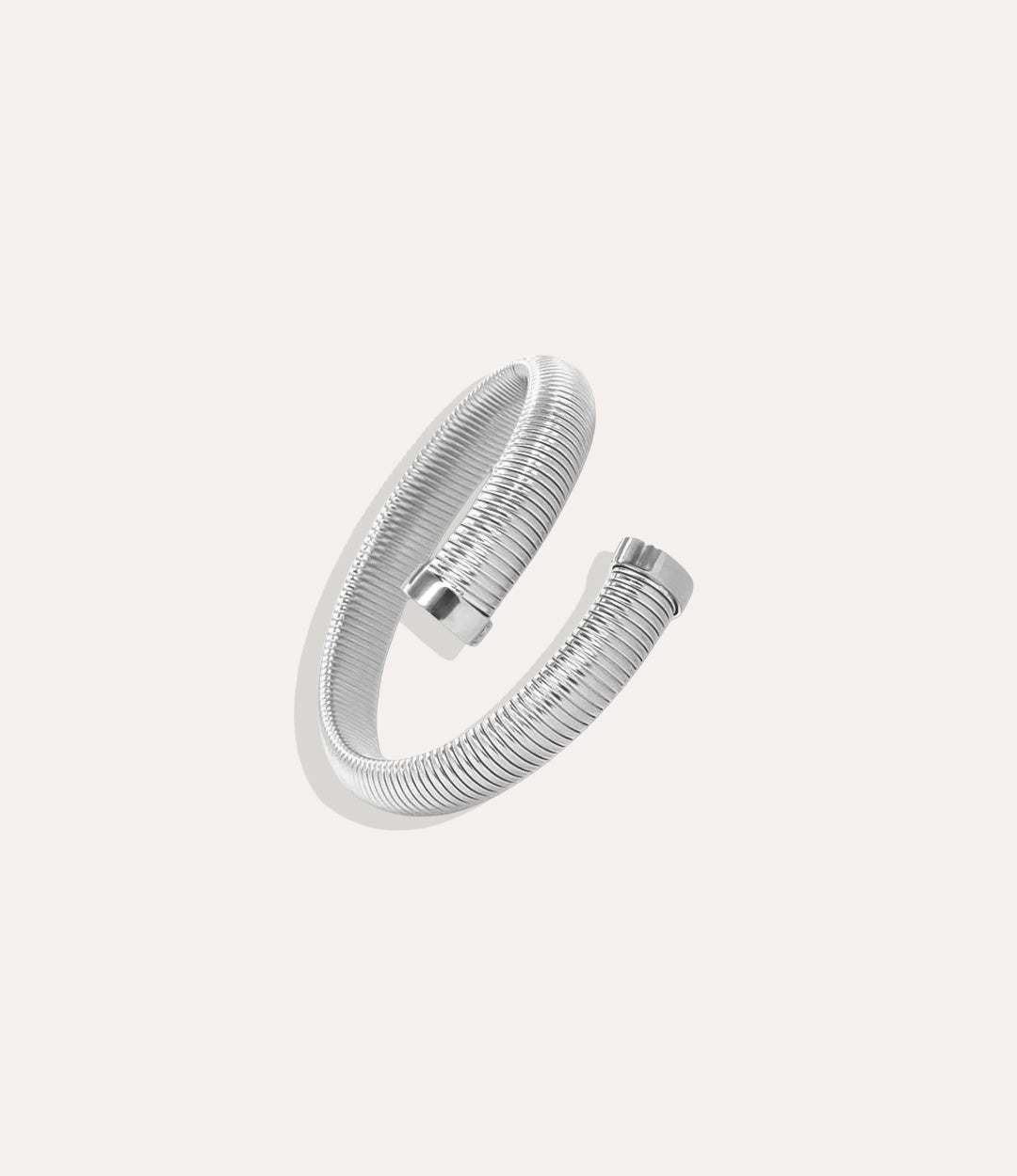 Silver 12mm Twisted Snake Bangle displayed on a neutral background, showing its twisted textured design