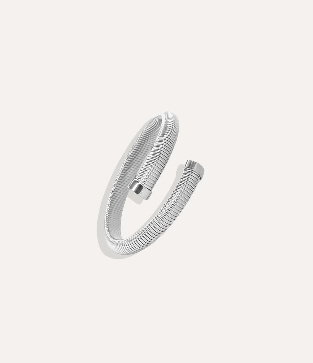 Silver 8mm Twisted Snake Bangle displayed on a neutral background, showing its twisted textured design
