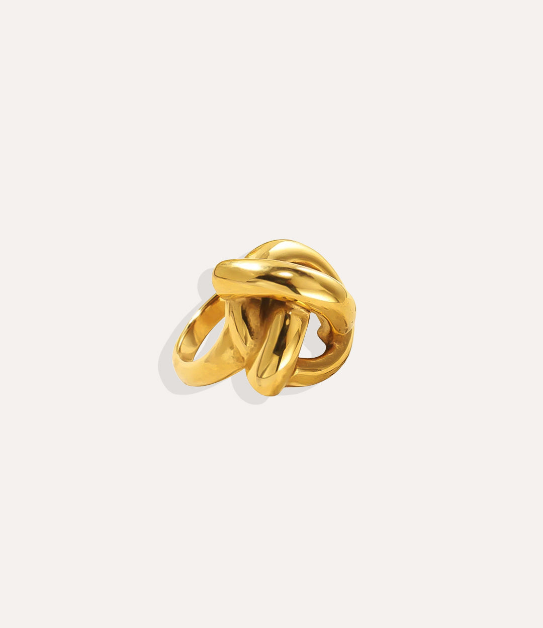 Twisted Statement Ring in 18k gold plated finish, featuring a thick, intertwined rope design isolated on a white background.