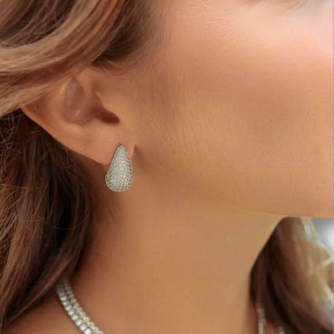 Pave Diamond Tear Drop Earring