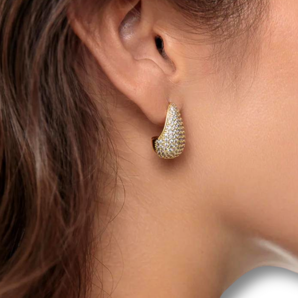 Pave Diamond Tear Drop Earring