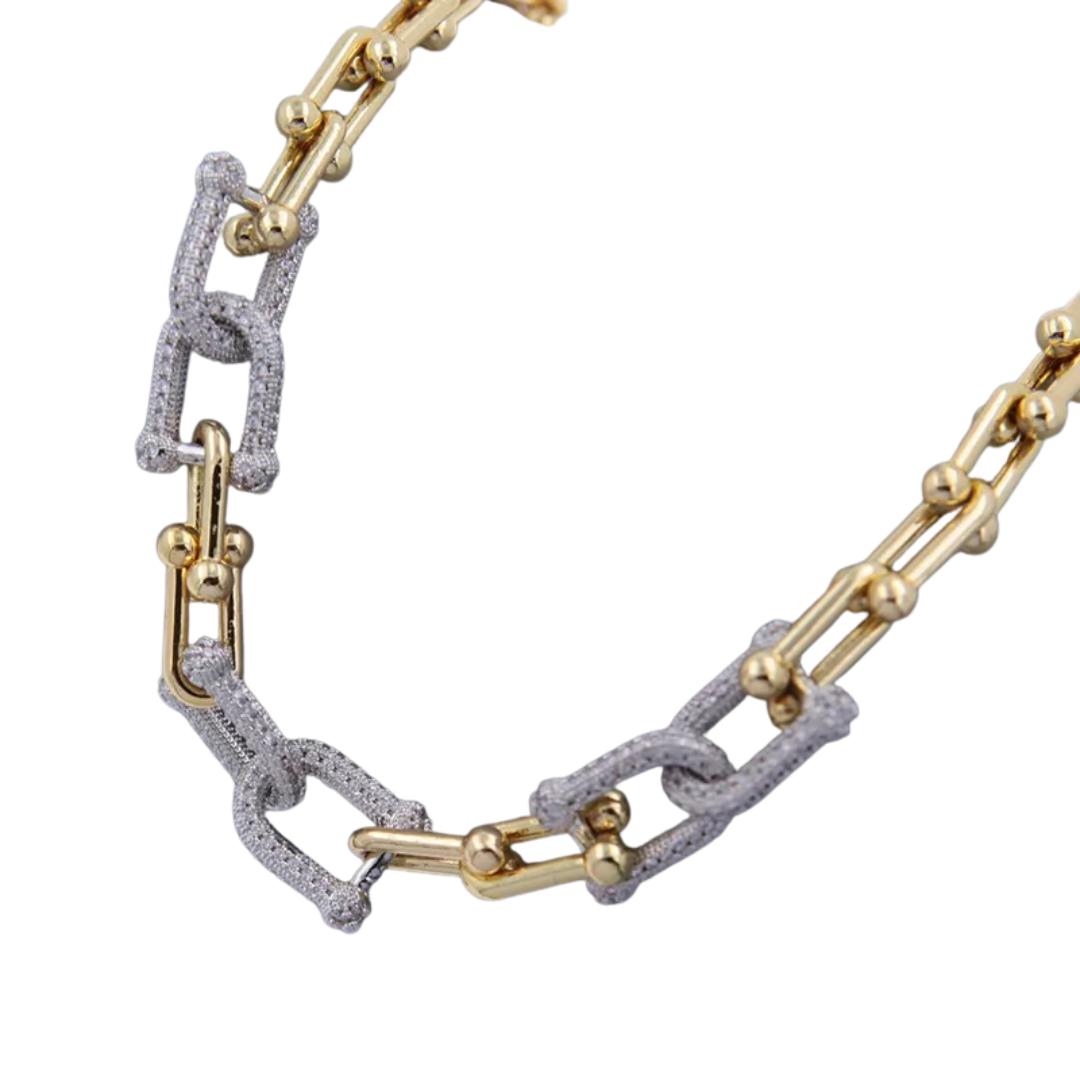 Diamond Horseshoe Link Necklace - Skye Flowers Design