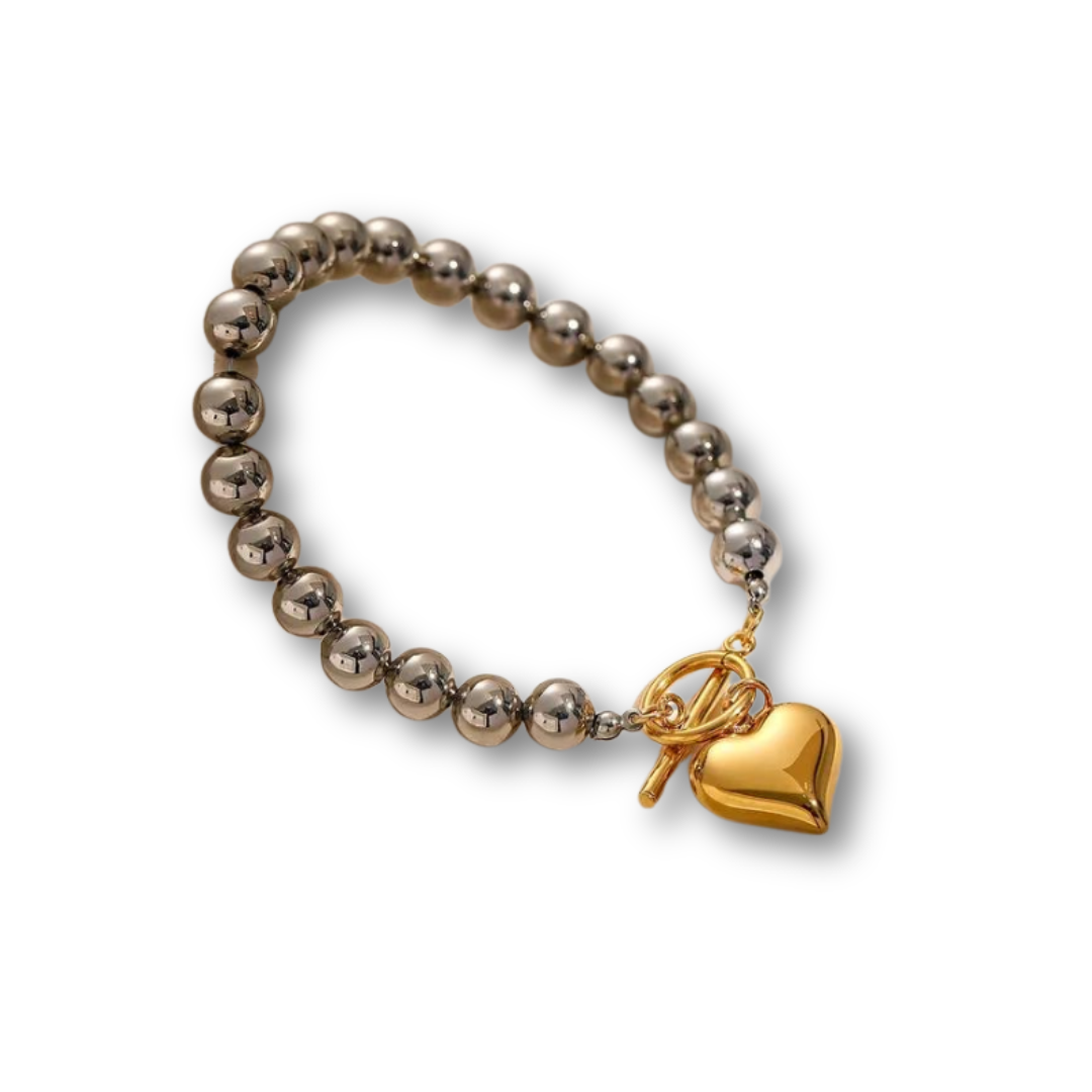 Two-Tone Heart Bracelet