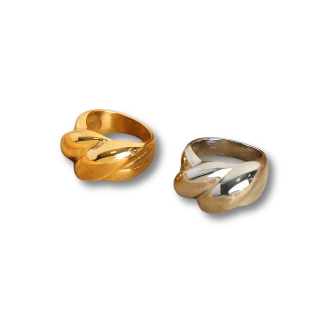 Gold and silver chunky twisted ring