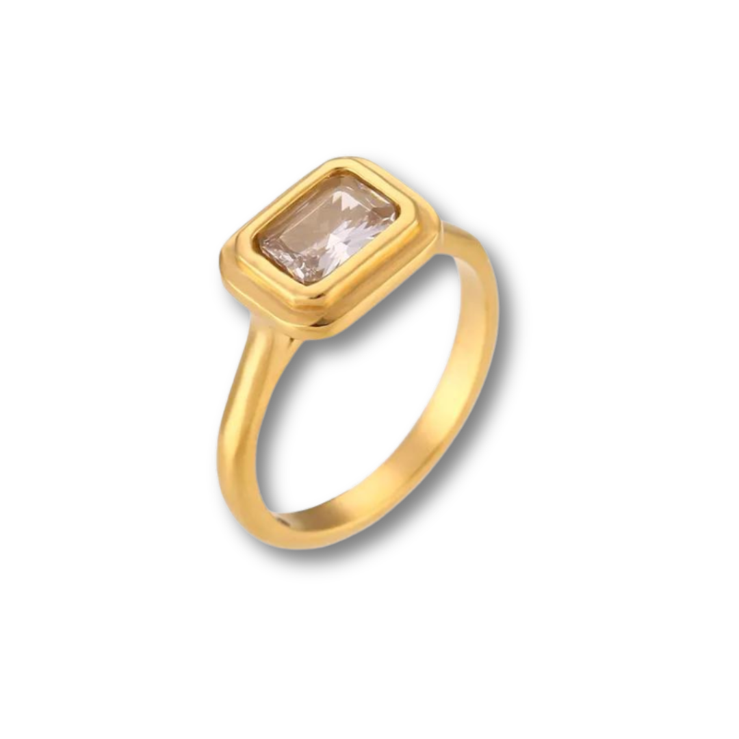 18k gold plated solitaire ring