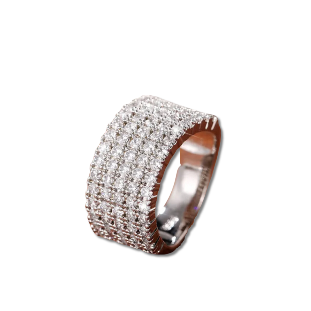 silver and cubic Zirconia ring