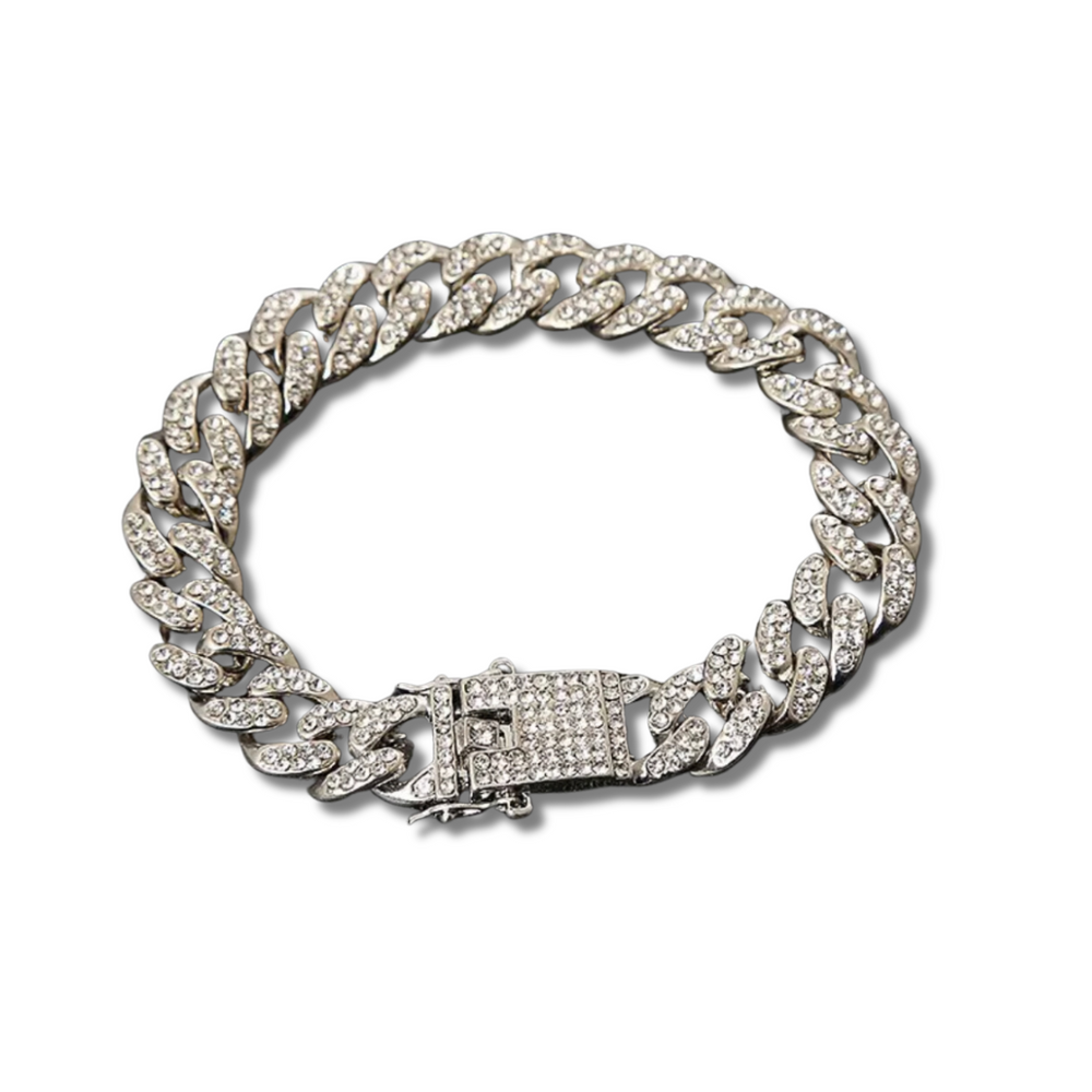 silver plated Link Bracelet with crystal detailing 