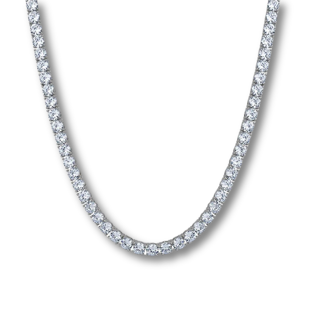 silver diamond tennis necklace 