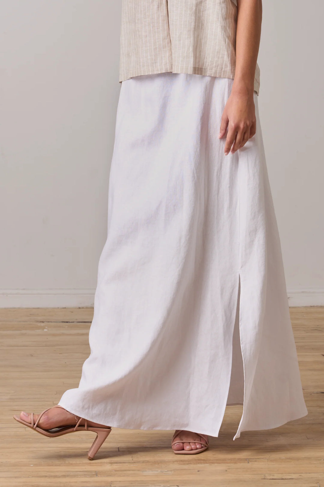 Linen Maxi Skirt - White