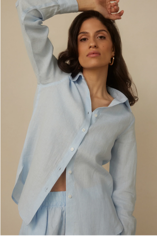 Classic Linen Shirt - Pale Blue