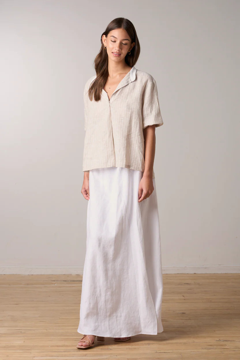 Linen Maxi Skirt - White