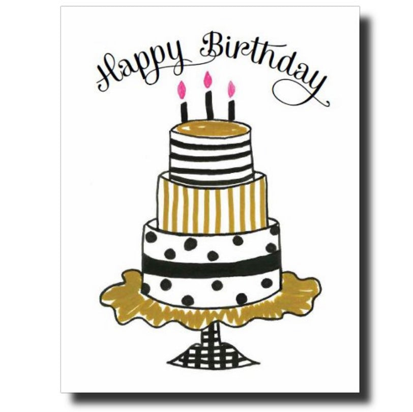 black and Gold cake birthday card