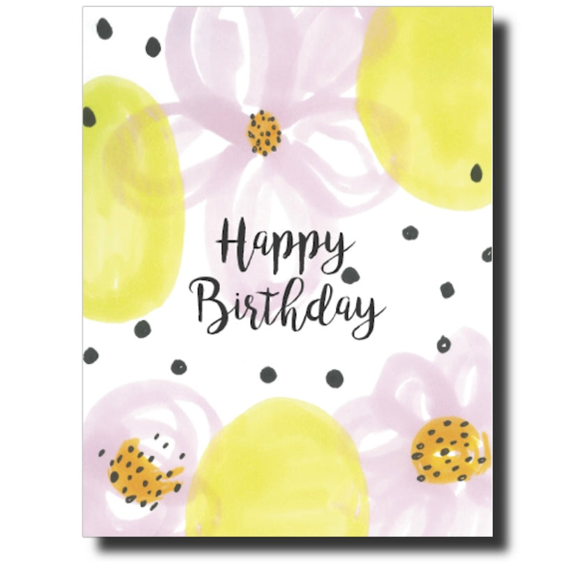 Floral and polka dot birthday card